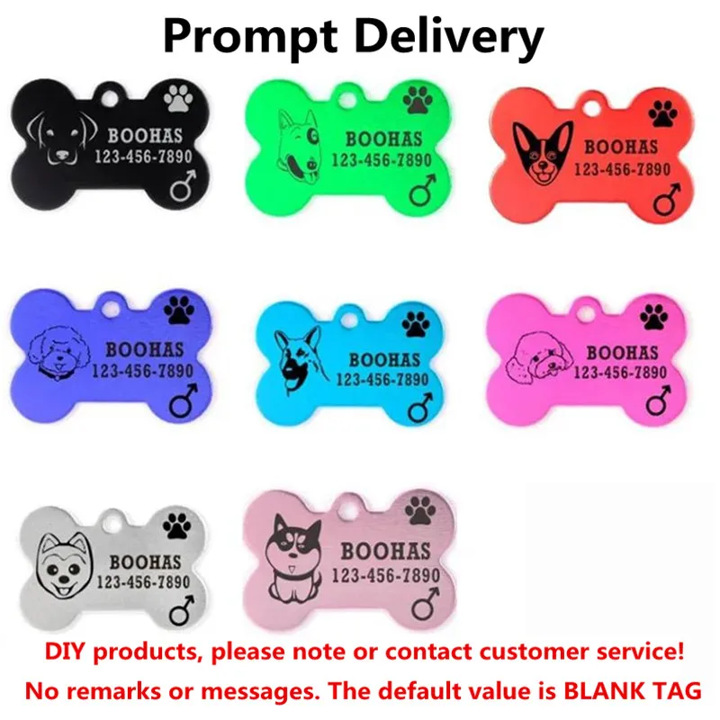Pet ID Tags 2pcs/lot Pet Dog Cat ID Name Tag Identification Collar Kitten Puppy ID Tags For Collars Cat Accessories Name Bone Shape dog collar tags pet id medal pendant