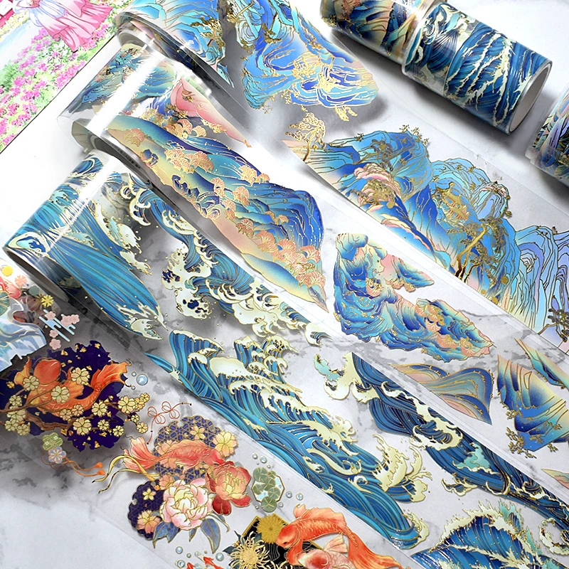 

2m/roll Vintage PET Washi Tape Retro Gold Decorative Masking Tape DIY Sticker Scrapbooking Journal Stationery