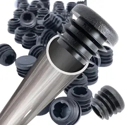 8 Piece Set of Black Round Plastic End Caps (50mm)