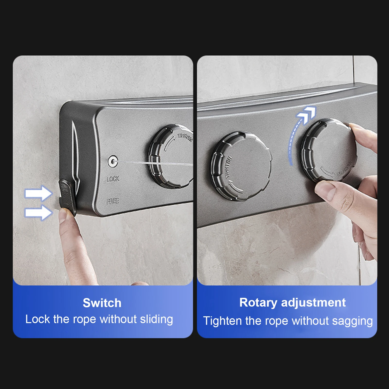 5.1m Double Line Clothes Hanger Laundry Drying Retractable Clothesline Stainless Steel Cloth Rack Wall Mounted Indoor/Outdoor 3