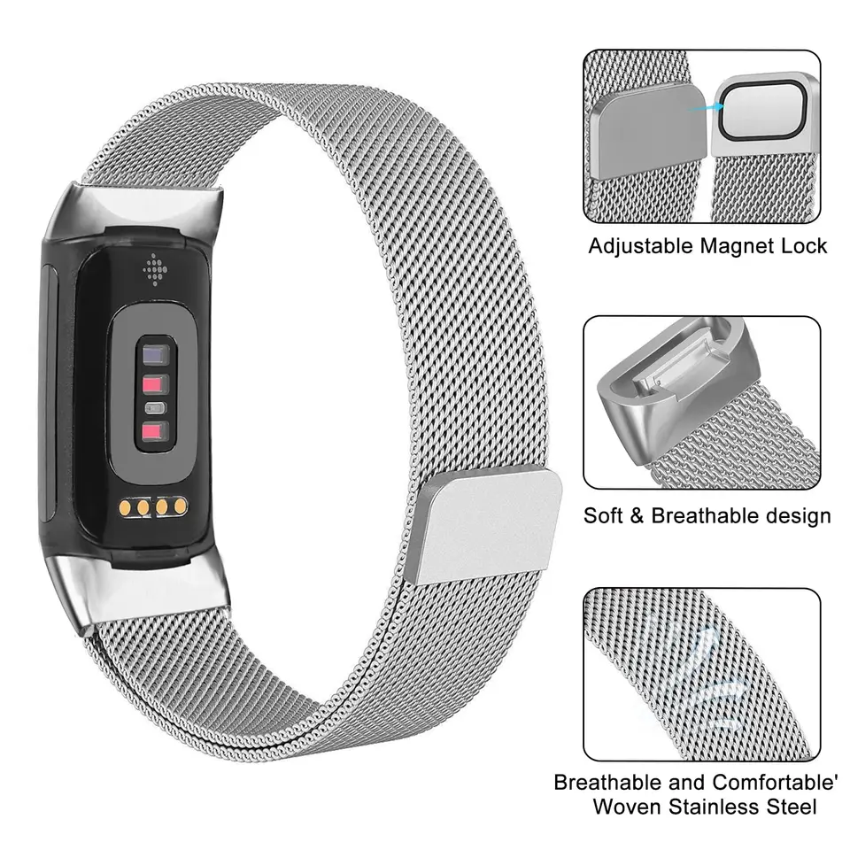 TopTen Cinturino Per Fitbit Blaze Con Telaio In Acciaio Inox - Cinturino Di Ricambio In Silicone, Regolabile, Facile Da Montare, Vari Colori