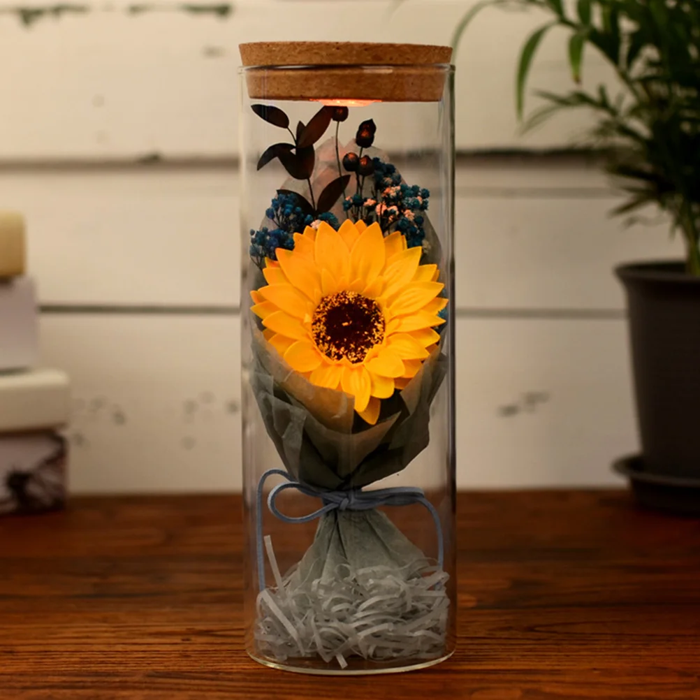 

Artificial Flower Vase Preserved Gift Romantic Bottle Decor Fresh Flowers Sunflower