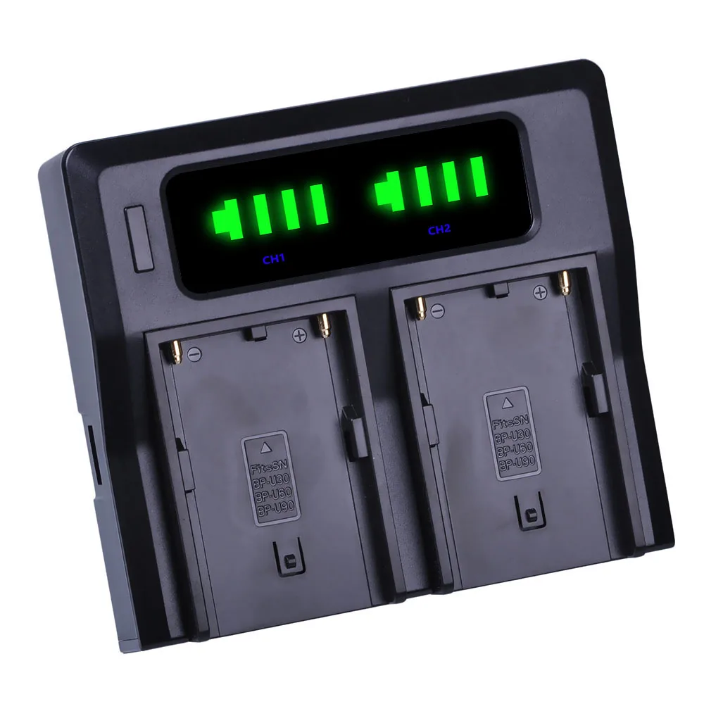 Bp-U60 Bp-U30 Bp-U90 Led Doppio Caricatore Ultra Veloce Per Videocamere Sony Pmw 300 Ex1 Ex1R Ex3 Ex3R Ex280