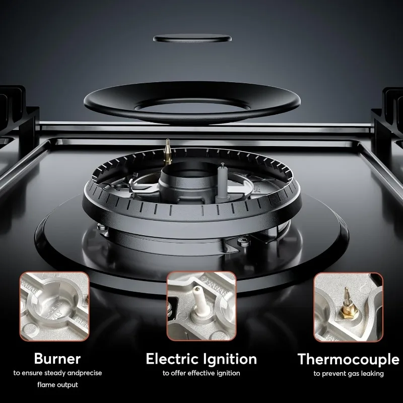 Empava 30 in. Built Cooktop in Stainless Steel with 5 Gas Stove Including A 18000 BTU Power Burner, 30IN, Silver 5