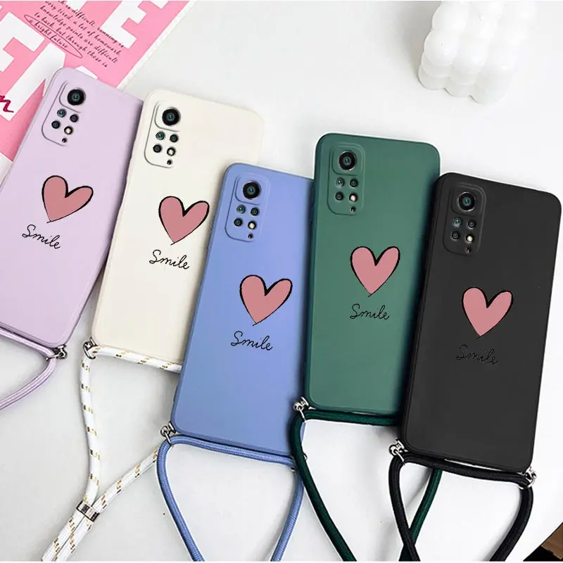 Big Red Heart Crossbody Lanyard Silicone Phone Case Cover