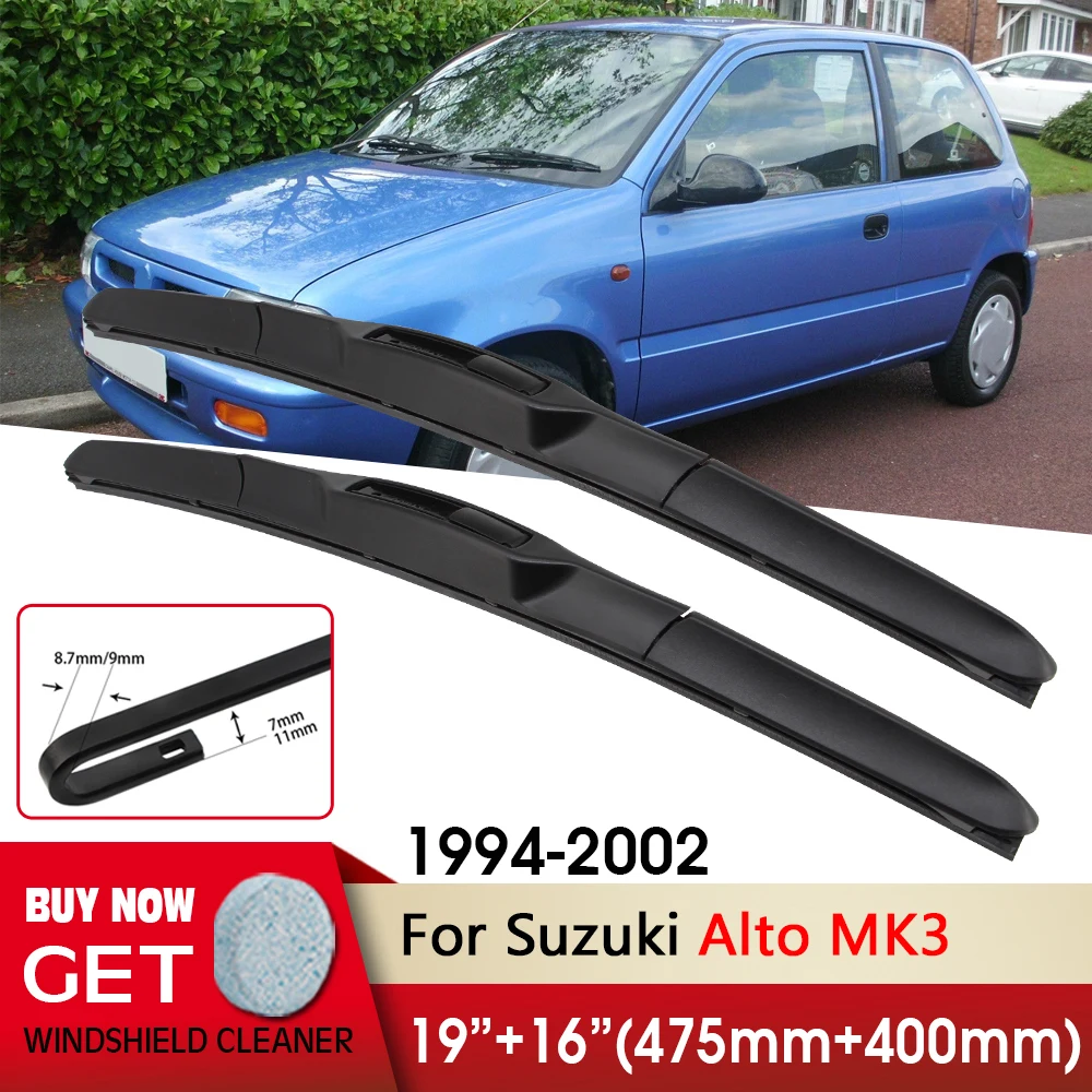 

Car Wiper RHD & LHD Front Wiper Blades 19"+16" For Suzuki Alto MK3 1994-2002 Fit U Hook Arm Windshield Windscreen Front Window