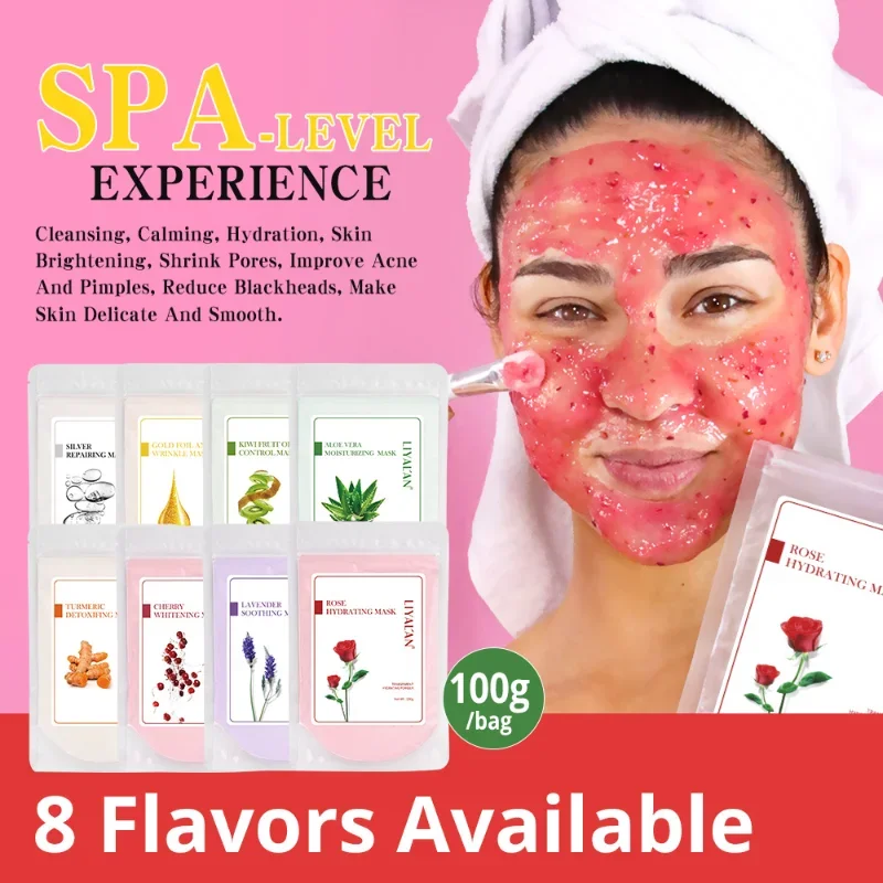 

Soft Jelly Face Mask Powder 100g Brightening Lighten Acne DIY Hydrojelly Peel Off Rose Collagen Facial SPA Clean Pores Skin Care