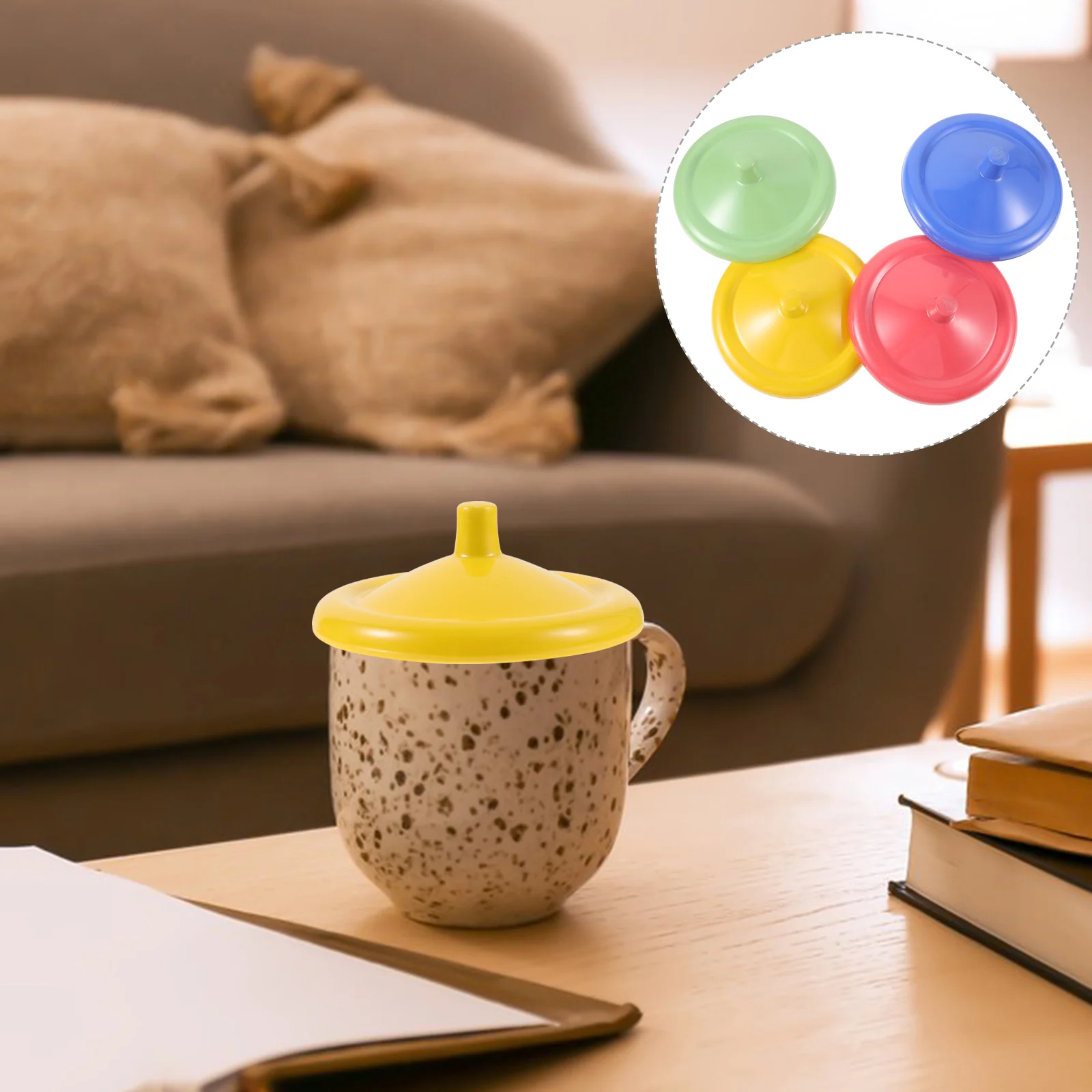 

4pcs Small Handle Cup Covers Round Cup Lids Reusable Plastic Bowl Lids