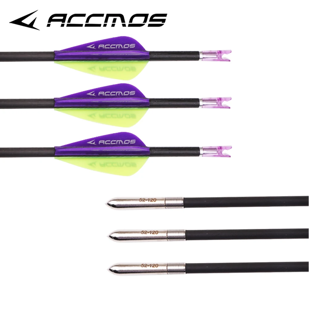 6/12/18pcs Archery 40T Carbon Arrow ID 3.2mm Spine 350 400 500 600 700 800 900 1000 +-0.009" Bow Hunting Shooting Training