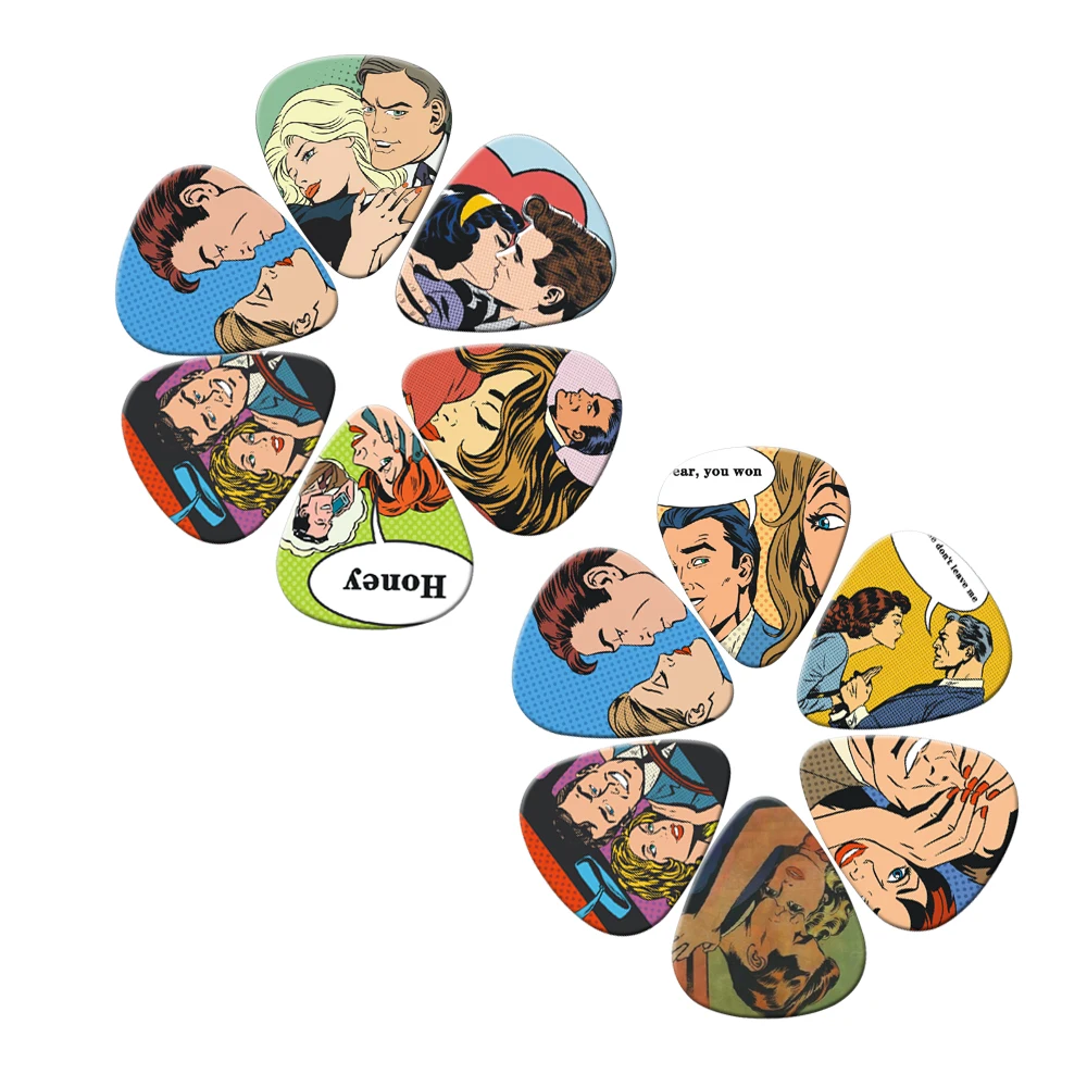 New 0.46/0.71/1.0Mm 10Pcs Guitar Paddles Cartoon Couples Acoustic Guitar Picks Musical Instrument Accessories Pick