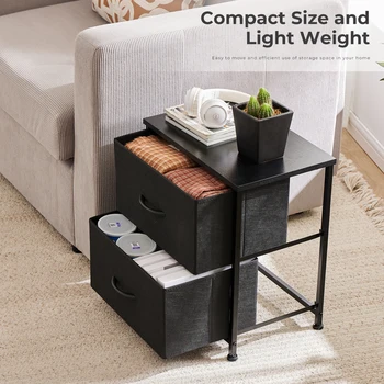 JHK Living Room Cabinet Set of 2 Fabric Drawers Tables With Storage Sofa Table Closet Chest Clothes Display Cabinet Of Furniture 2