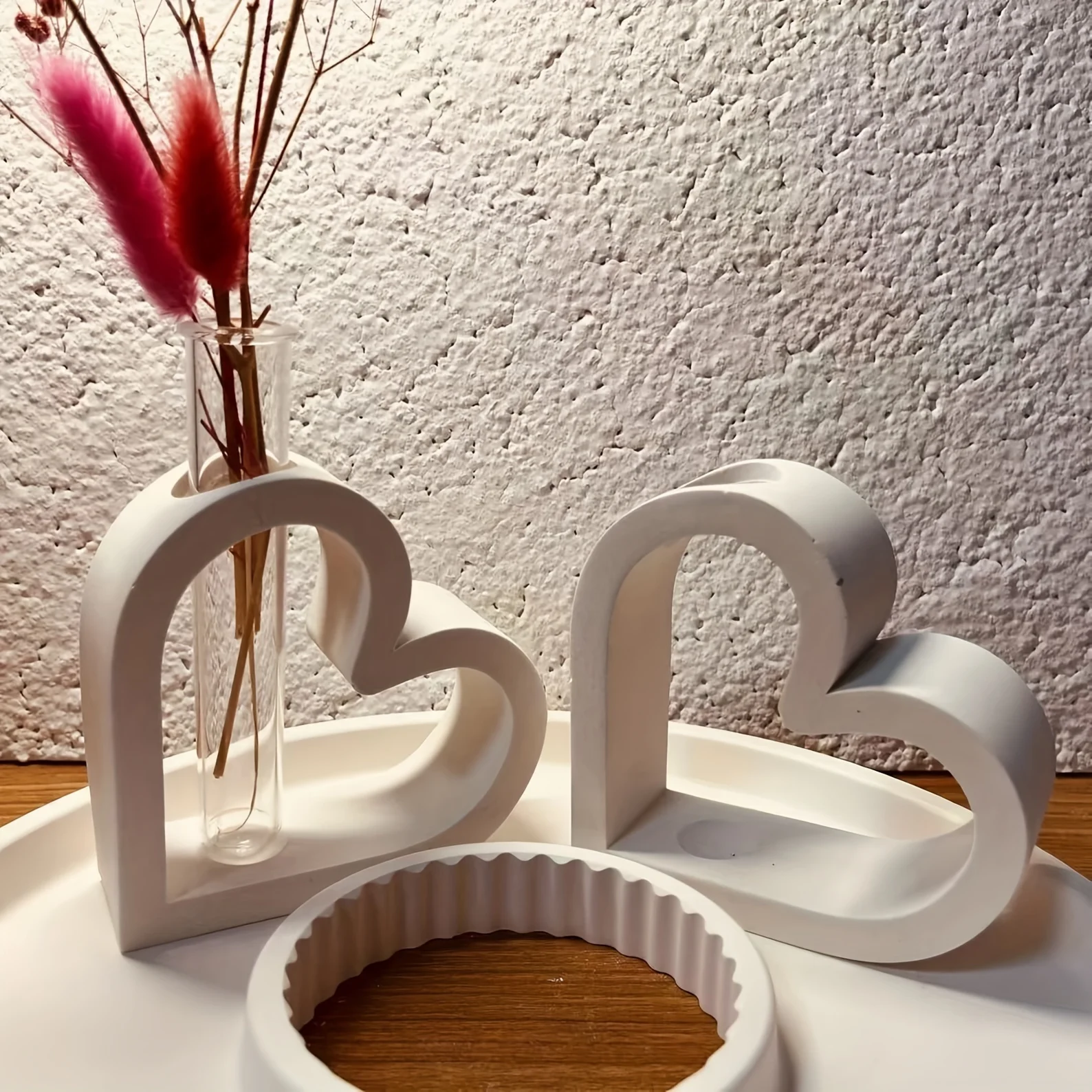 3pcs Heart-Shaped Hydroponic Planter Silicone Mold Set | DIY Epoxy Resin Vase & Flowerpot Mold for Plaster Pottery 1