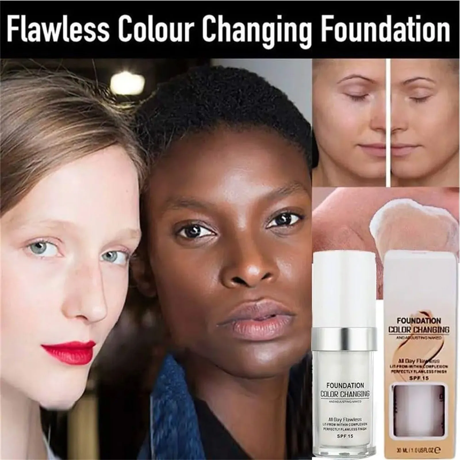 30ml SPF 15 Colour Changing Mature Skin Foundation Hydrating Waterproof And Light Long Lasting Foundation Gift For Girls skin care products