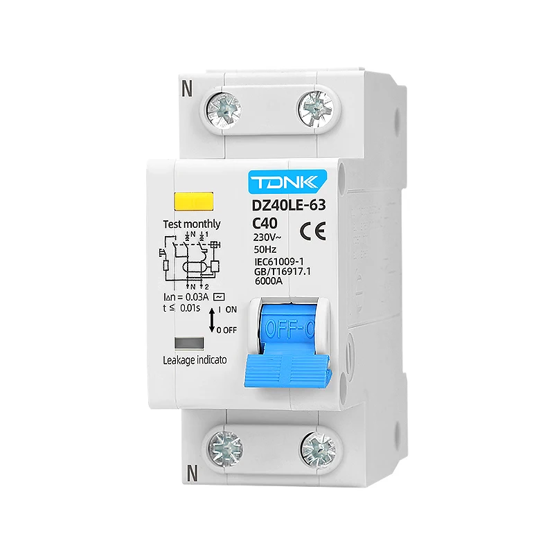 1P+N 230V DZ30L DZ40LE EPNL DPNL 6-63A Residual Current Circuit Breaker RCBO MCB over And Short Current Leakage Protection circuit breaker