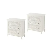 3-Drawer Fully-Assembled Flower Motif Dresser, Nightstand for French Country, Farmhouse，Modern, Rustic Style 1