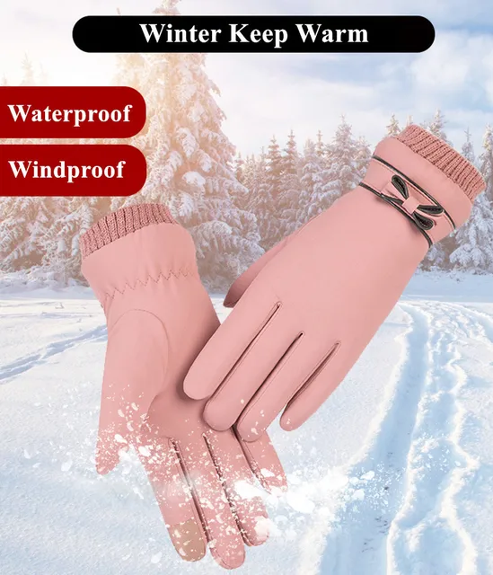 Guantes Térmicos forrados de forro polar para mujer, manopla de dedo  completo, resistente al agua, con pantalla táctil, para ciclismo, Invierno  - AliExpress