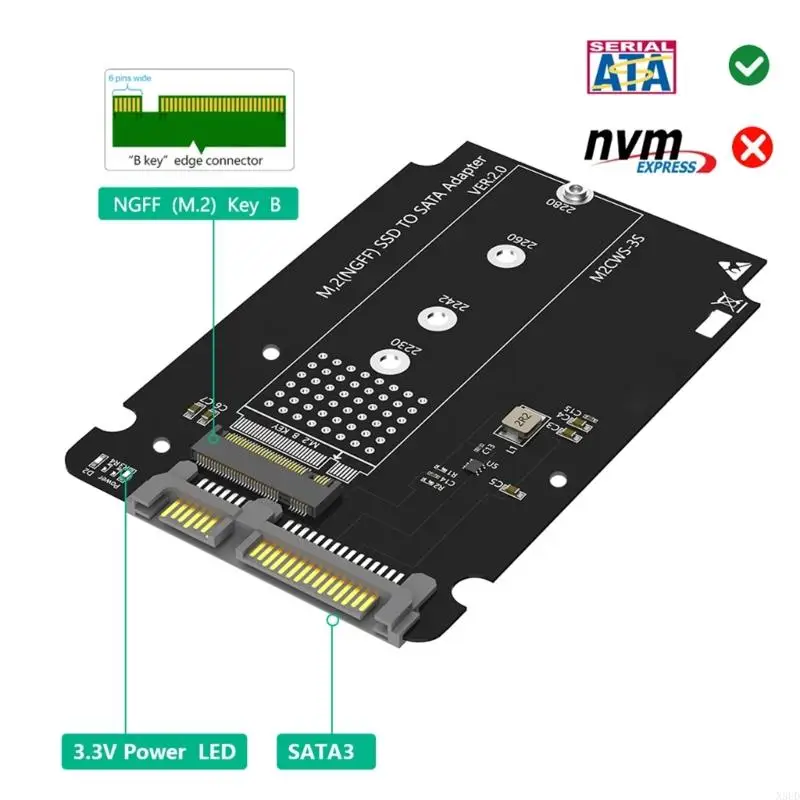 N3UD Key NVME to Sata Adapters SATA To NVME Converters Reader Card Converters 2.5inch Hard Drive,Support SATA3.0