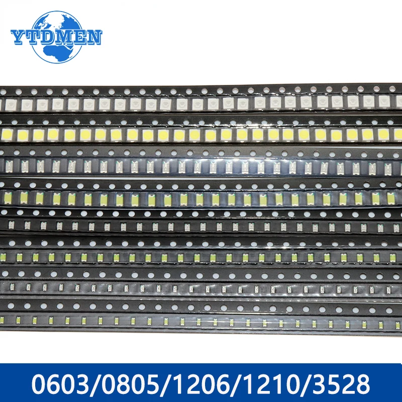 Bridgold 100pcs 5050 SMD LED Chips Kit - 5 Colors (Red, Yellow, Blue, Green, White) For DIY Lighting - View #6