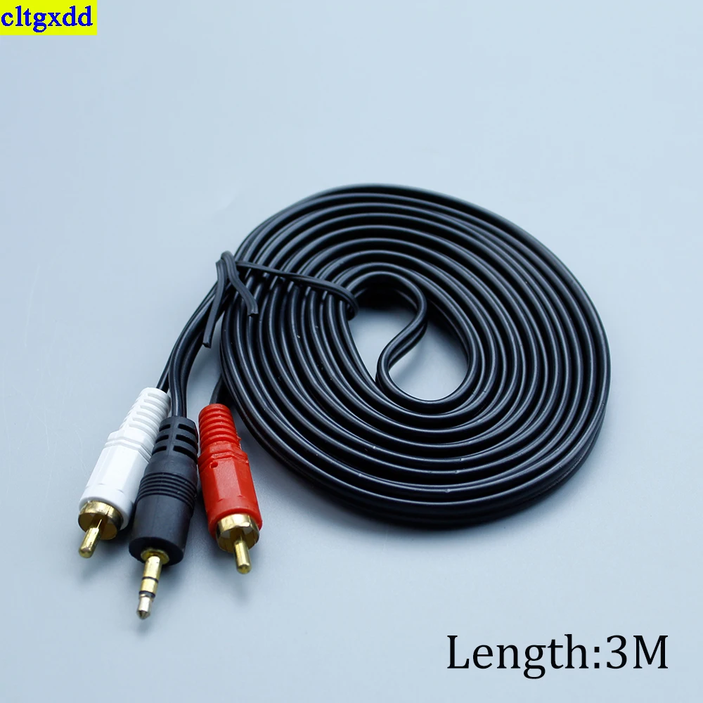 cltgxdd 1piece 3-pole 3.5mm Male plug to 2RCA Male plug adapters sound frequency speaker cable connectors 1.5M/3M/5M power cord
