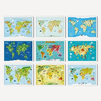 Adventure Travel World Map Canvas Painting poster geografia Knowledge Nursery stampe Decorative Wall Art Children Room Pictures