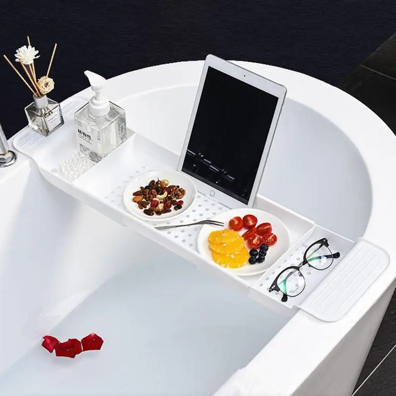 Bathtub Shelf Extendable Bathroom Bathtub Tray Shower Caddy Bamboo Bath Tub Rack Towel Book Holder Storage For Bathroom