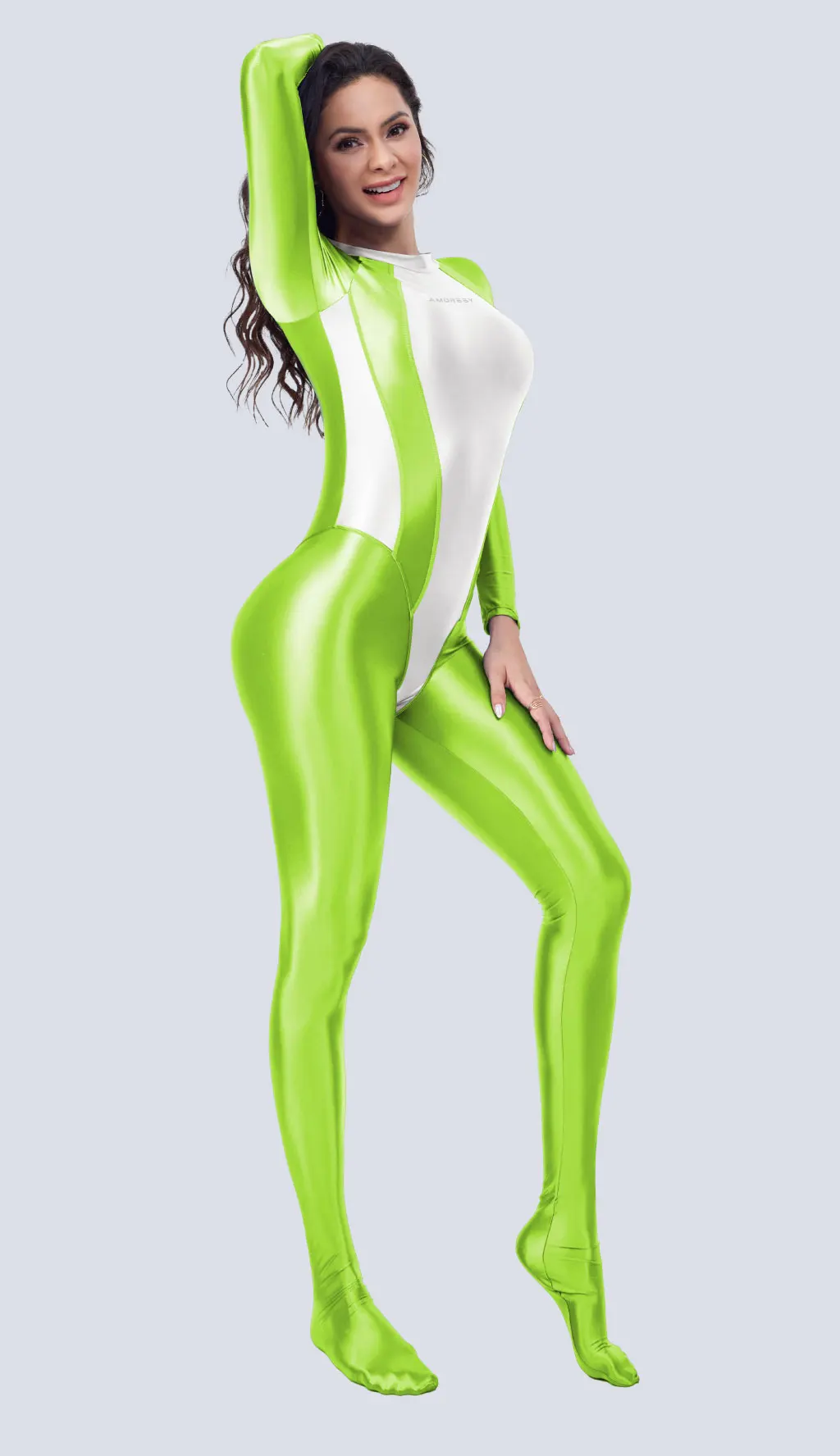 AMORESY Womens Wetlook Catsuit Leotard Jumpsuit Image 12