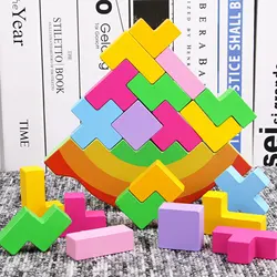 Rompecabezas de apilamiento de equilibrio, bloques de apilamiento de madera, juego de equilibrio de construcción, 20 piezas, juego de aprendizaje temprano para niños mayores de 3 años