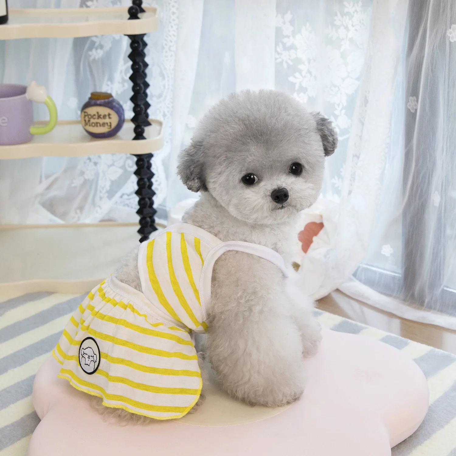 Summer Pet Stripe Swimsuit Clothing Pet Bikini Set Swimsuit Teddy Beach Cloth Dog Clothing Dog Dresses