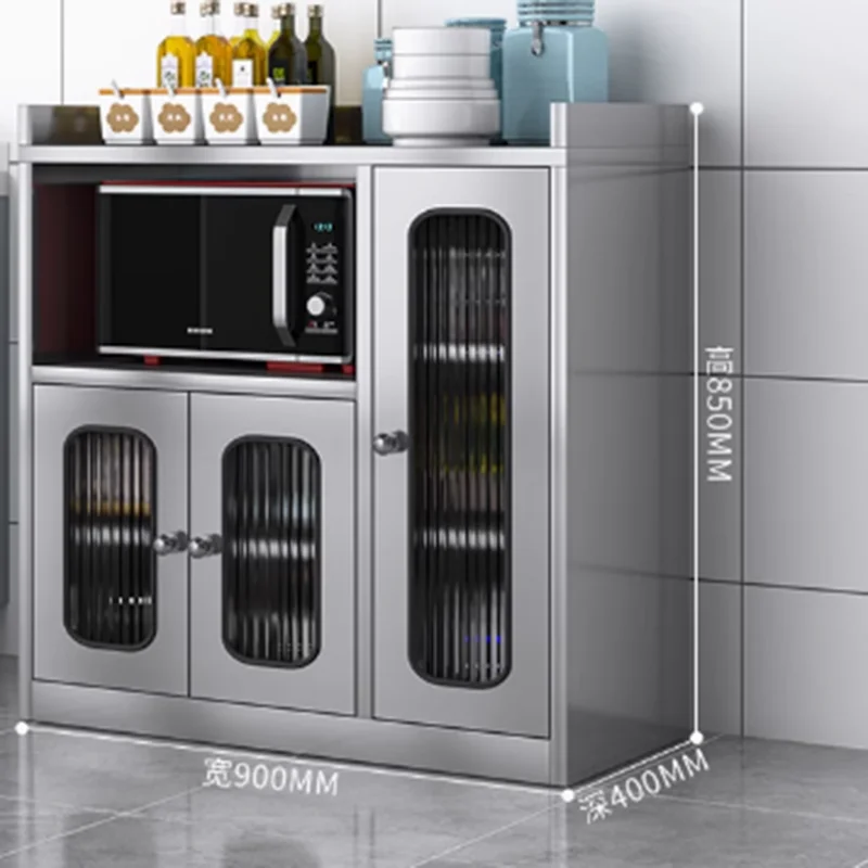 Large Luxury Metal Cabinet Stainless Steel Design Shelves Nordic Storage Cabinet Kitchen Tall Modern Meuble Cuisine Furniture 4