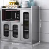 Large Luxury Metal Cabinet Stainless Steel Design Shelves Nordic Storage Cabinet Kitchen Tall Modern Meuble Cuisine Furniture 4