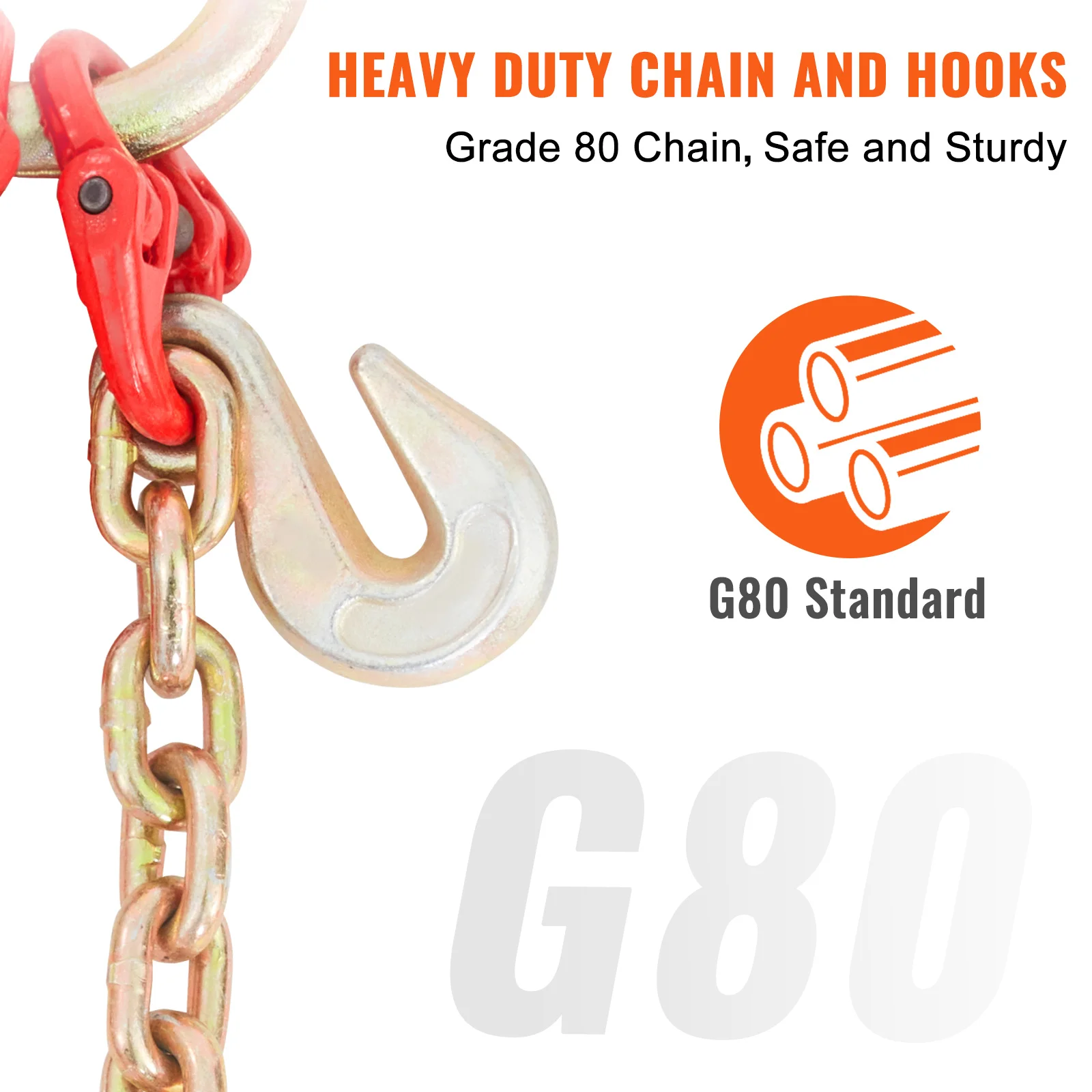 G80 Steel Tow Chain Bridle with Hooks for Lifting and Moving