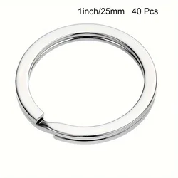 Bulk Pack of Flat Split Keychain Rings (40Pcs)