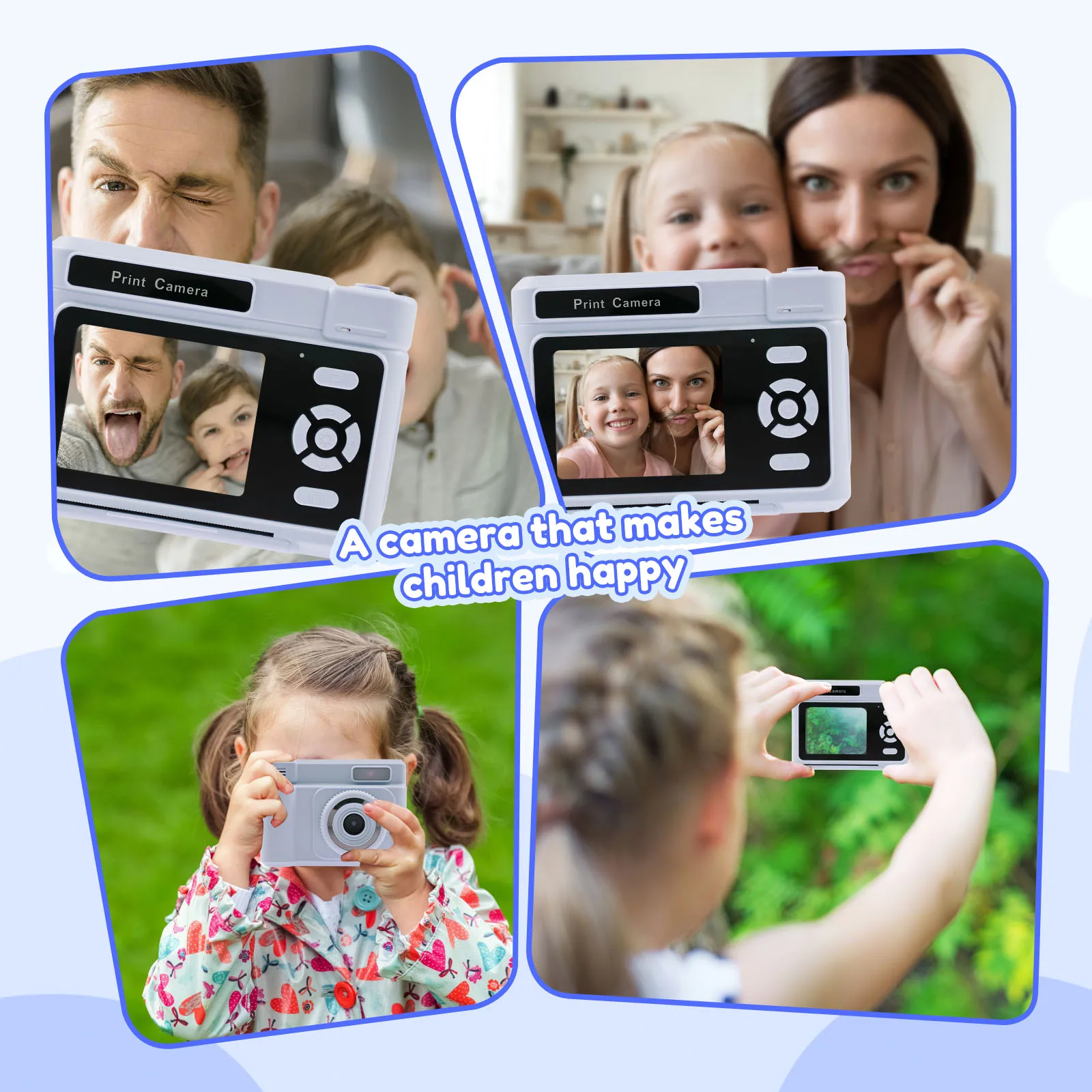 Kids Instant Print Camera with Printing Paper and 32G Card 1080P HD Video Kids Camera Instant Print Birthday Presents for Girls