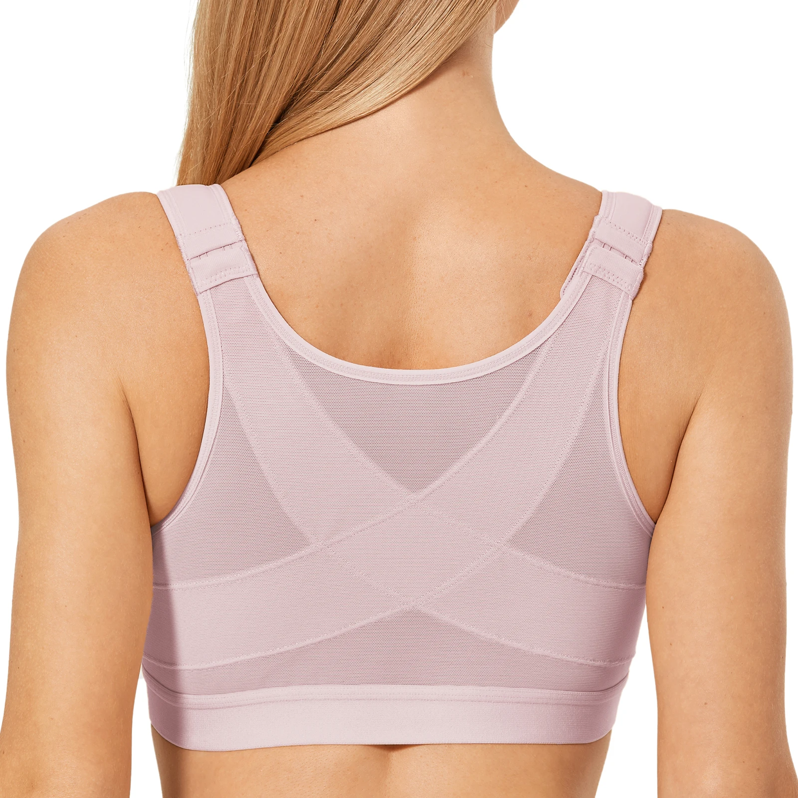 DELIMIRA Women's Posture Front Closure Bra Plus Size Wireless Back Support Full Coverage Unlined