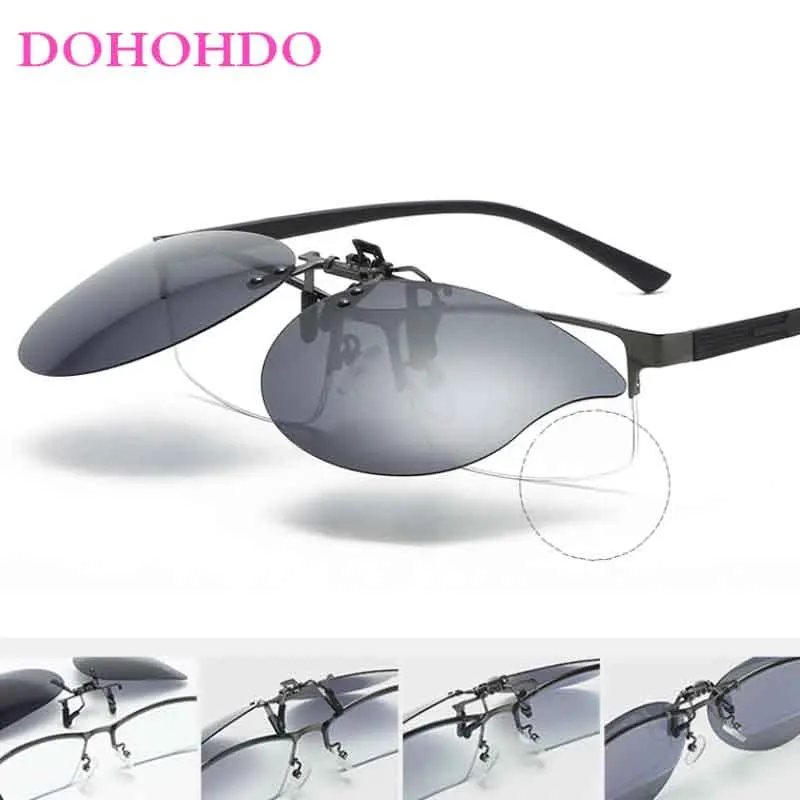 DOHOHDO Polarized Sunglasses Men Clip On Sunglasses Eyewear Accessories Photochromic Driving Goggles Women Cat Eye_voghion.com