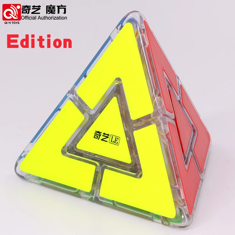 

QY Pyramid Duo Lite Glass Special Edition Cube Pyramorphix Magic Tower Magic Puzzles Tetrahedron Transparent With Stickers Toys