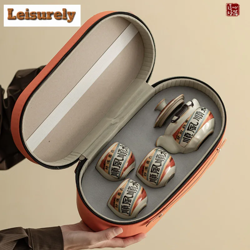 Retro Ru Kiln Porcelain Luckiness Teapot Handmade Tea Infuser Pot Tea Maker Kettle With Strainer Chinese Tea Set Supplies Craft