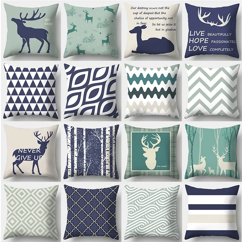 

Creative Elk Cushion Covers Deer Pillowcases in the Forest Square Sofa Home Decor