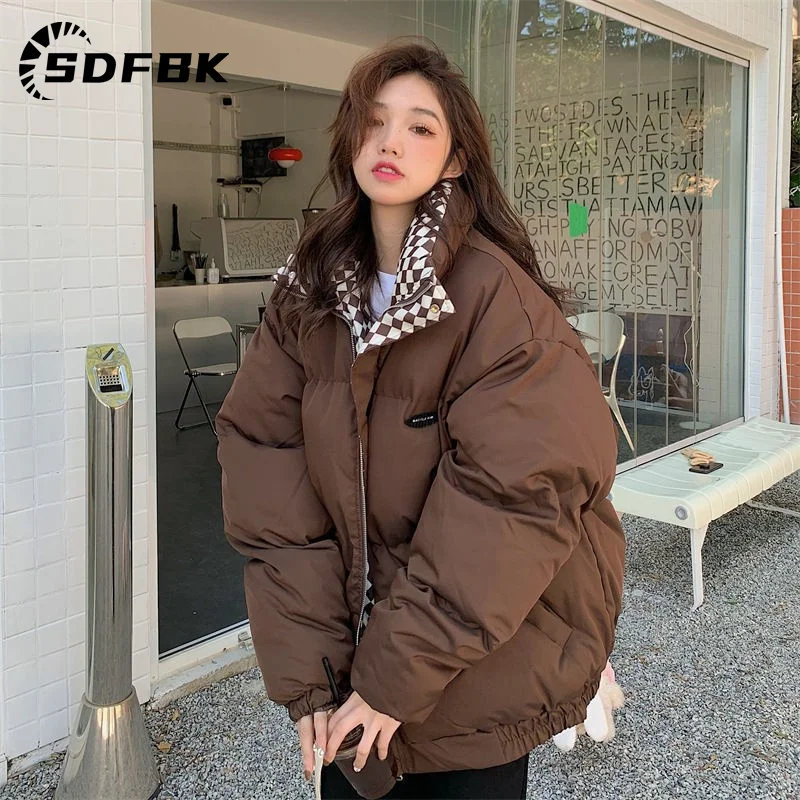 Down jacket Women Winter 2022 Zipper Loose Padded  Zipper Solid Parkas Thick Warm Puffer Hooded Coat Oversized Female Outwear