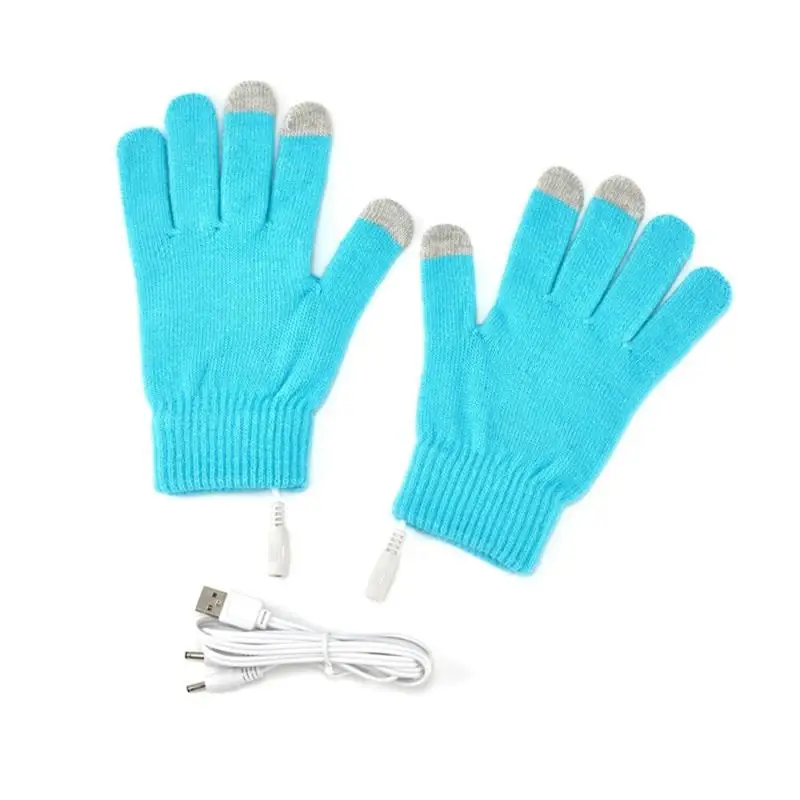 1Pair USB Heated Gloves For Men Women Warm Portable Knitting Heating Mittens Hands Warmer Touch Screen Ski Accessories 4