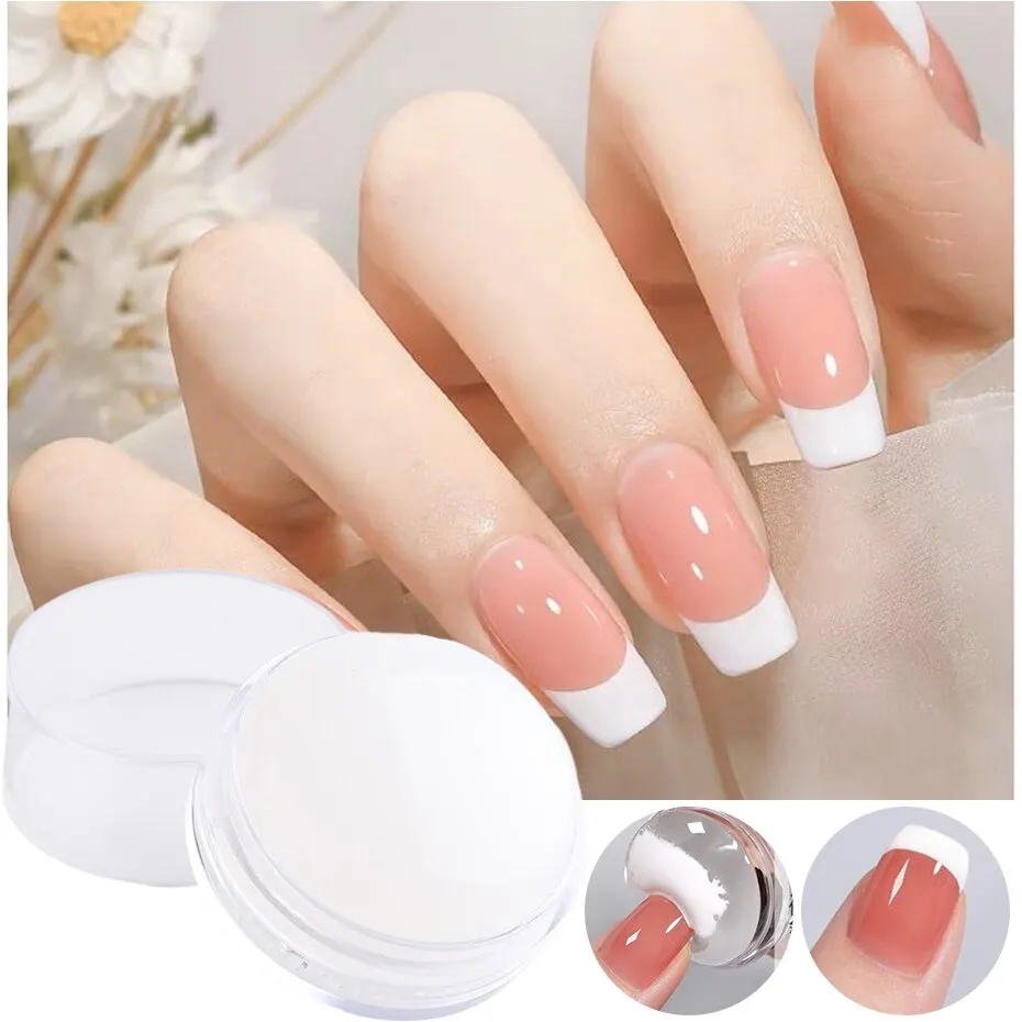1Pc White Nails Stamp Soft Silicone Clear French Molds Tips Stencils