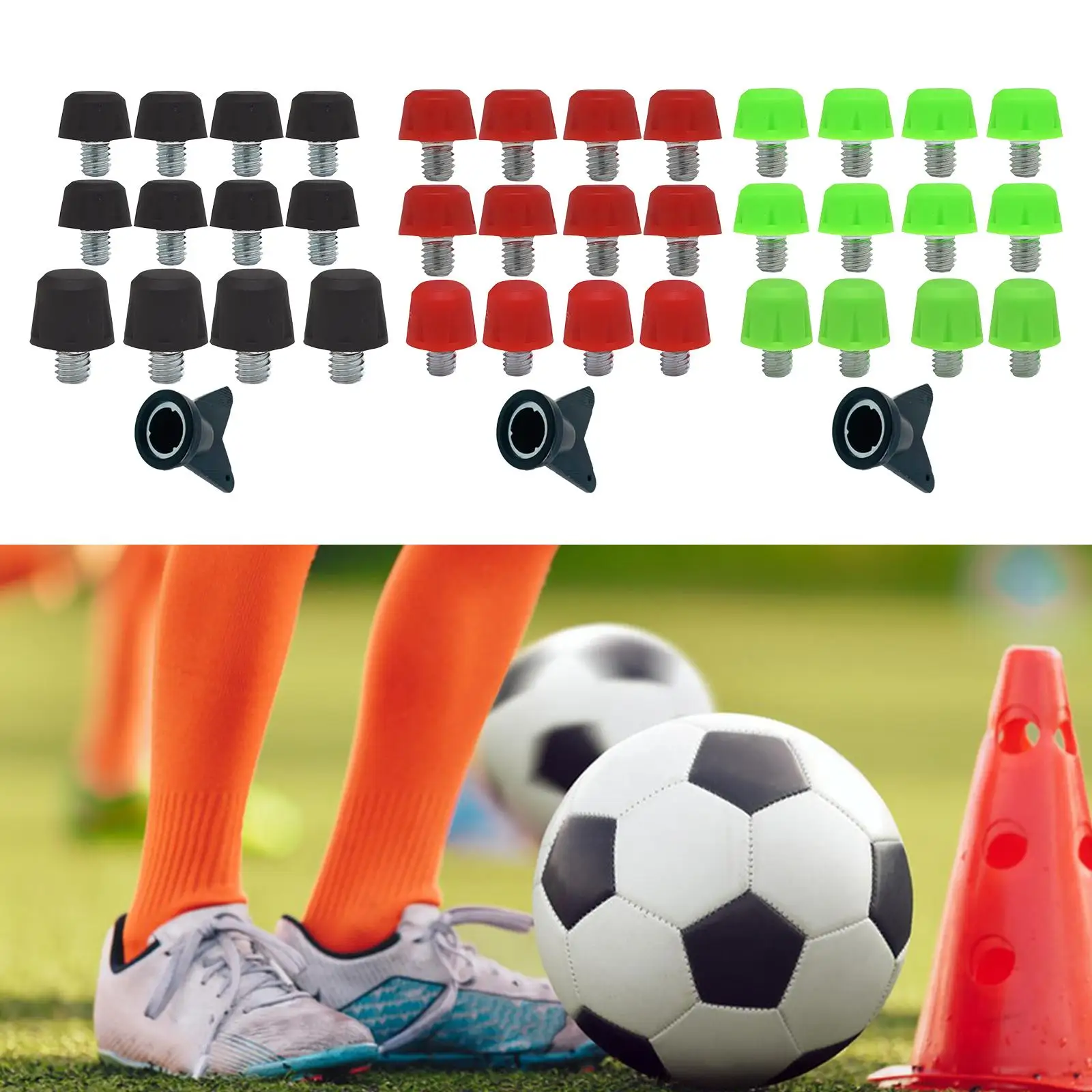 12Pcs 축구 신발 스파이크 미끄럼 방지 럭비 신발 스터드 운동화 실내 야외 스포츠를위한 휴대용 교체 스파이크