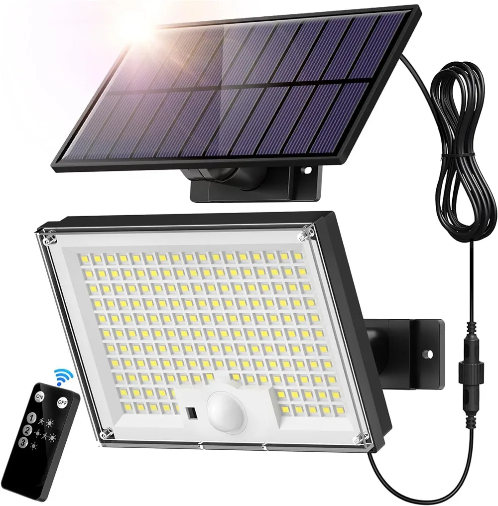 Solar-Powered LED Outdoor Waterproof Motion Sensor Wall Light with 3 Adjustable Lighting Modes