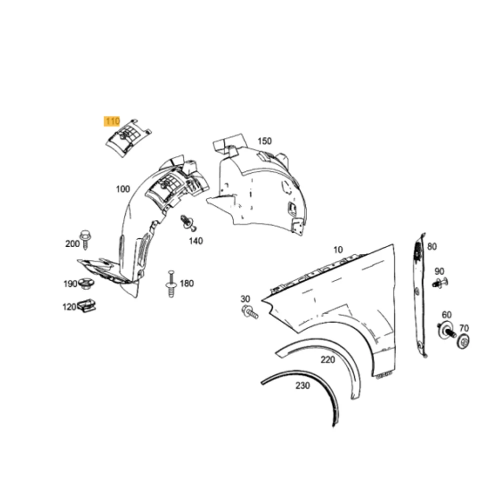 

1pc Front Wheel Arch Liner Cover Pane For Mercedes-benz W166 ML-Class A1668841000 1668841000 Liner Panel ABS Exterior Parts