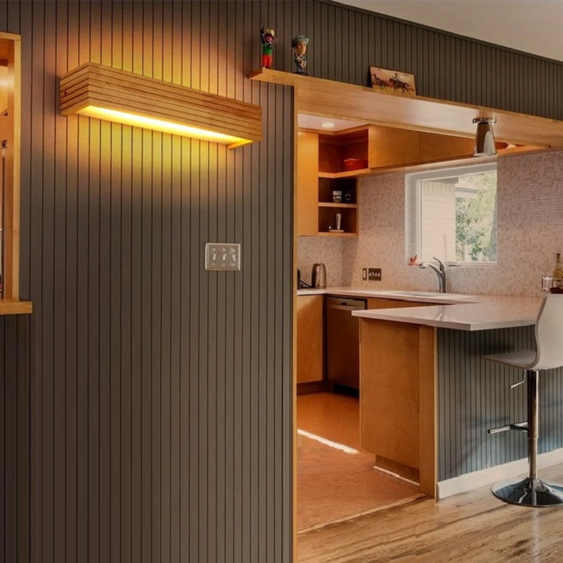 AT51-Solid Wood LED Lamp Bathroom Mirror Cabinet Lamp Bathroom Dressing Table Original Wood Wall
