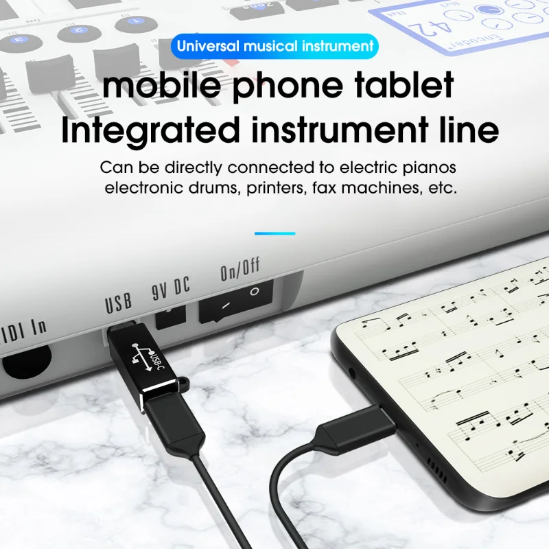 Universal USB Type C to USB B Adapter for Printers and MIDI Keyboards