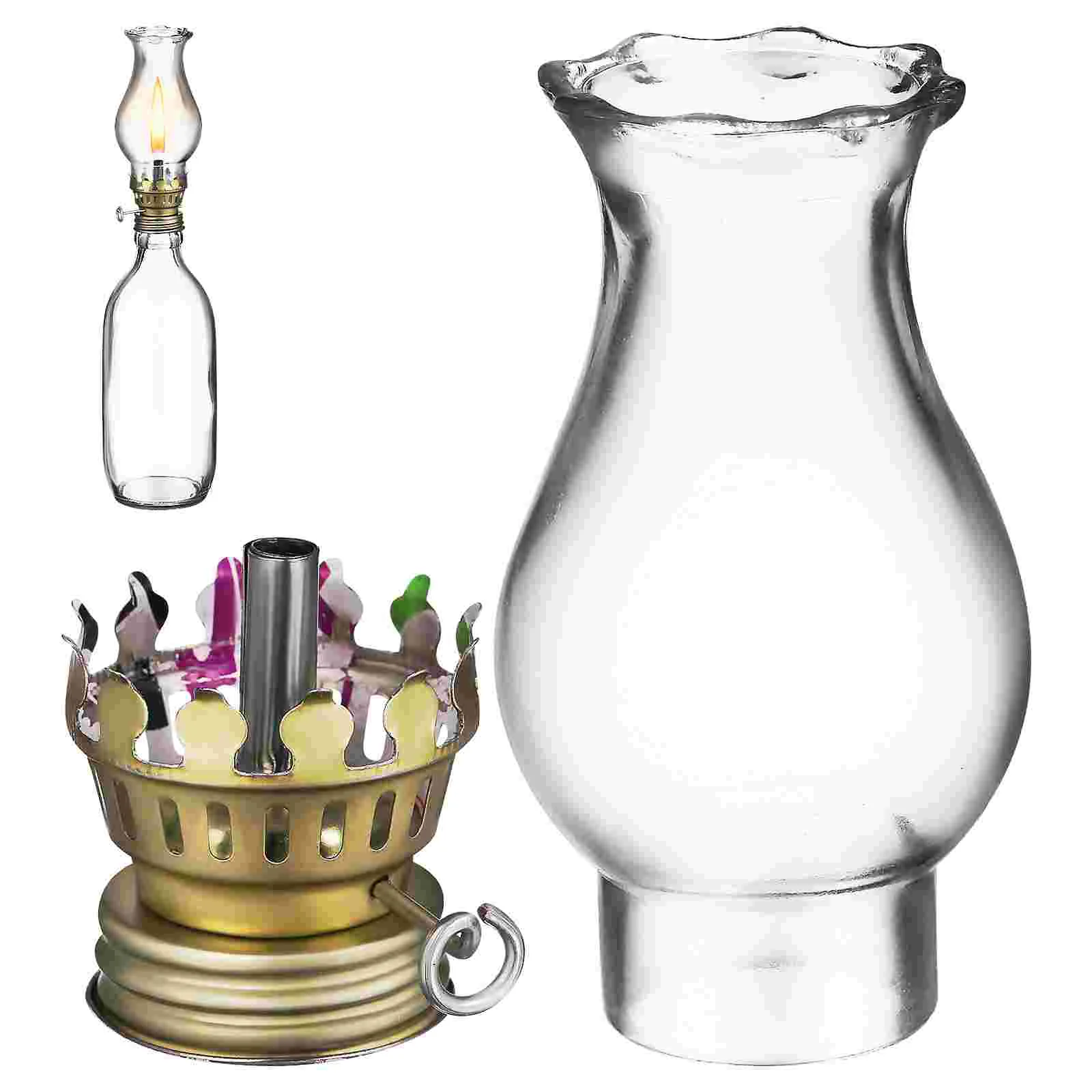

Burner Glass Oil Lamp Accessories Transparent Kerosene Cover Globes Replacement