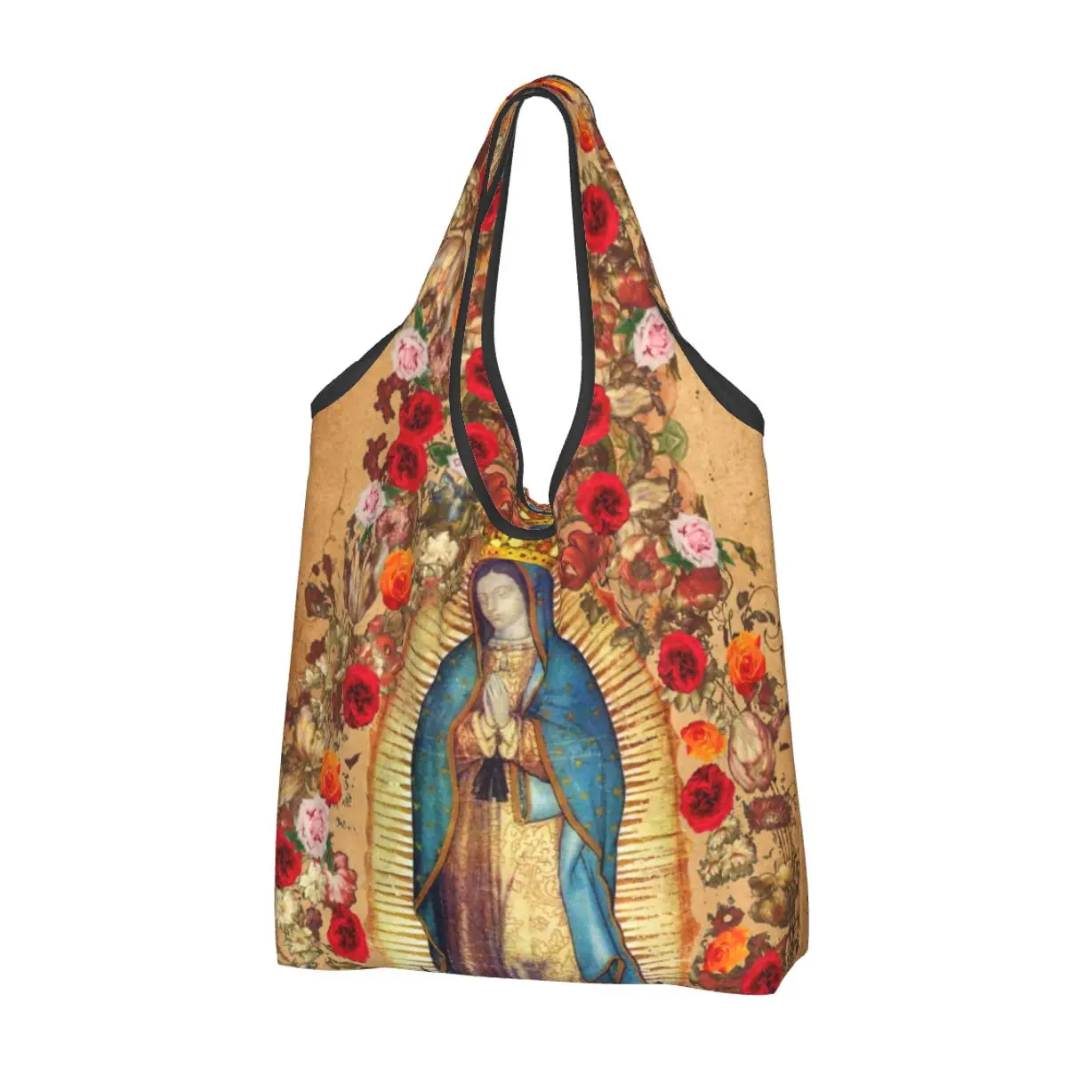 

Многоразовые сумки для покупок с изображением Богородицы Гуадалупе, для продуктов, Богородицы, католические мексиканские сумки для покупок, моющиеся большие сумки-тоут