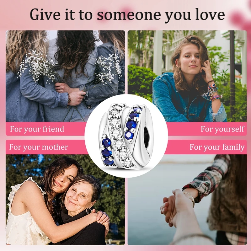 Passend für Original-Charms, Perlen aus 925er-Sterlingsilber, Clip-Charms, Zirkon-Silikon-Abstandsperlen für Armband, Frauen, DIY, Geschenk, Party – Detail 20