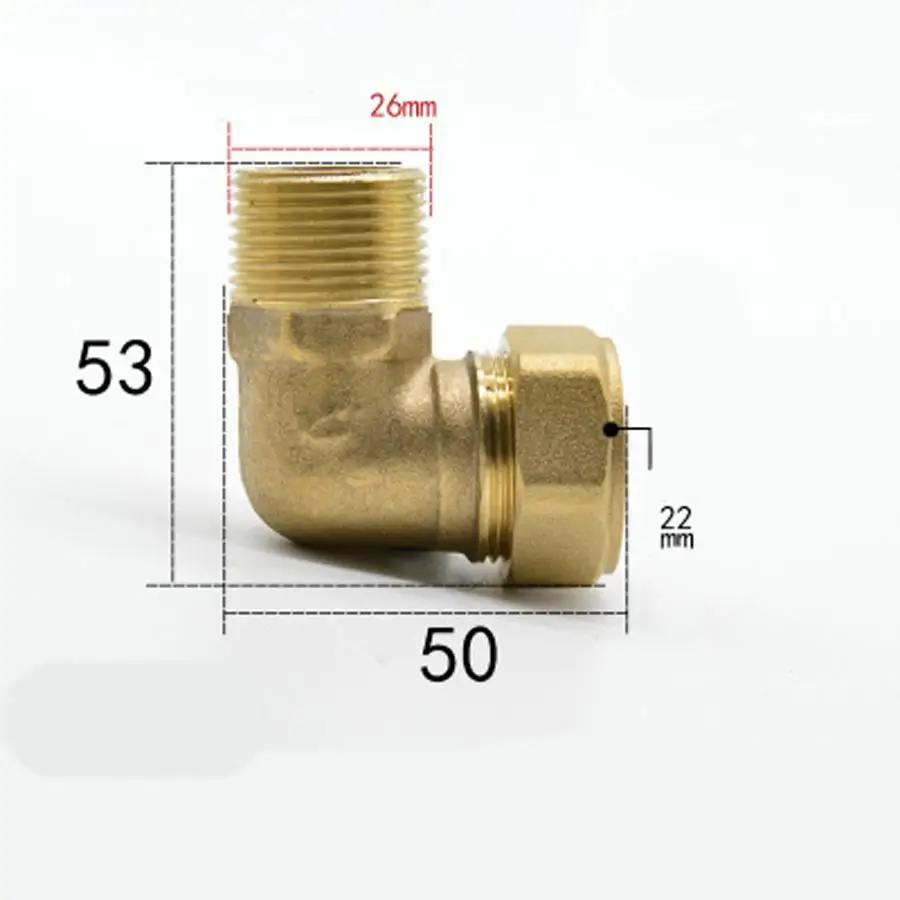 Fit Copper Tube Od 22mm X 3/4" Bspp Male Brass Compression Union Elbow